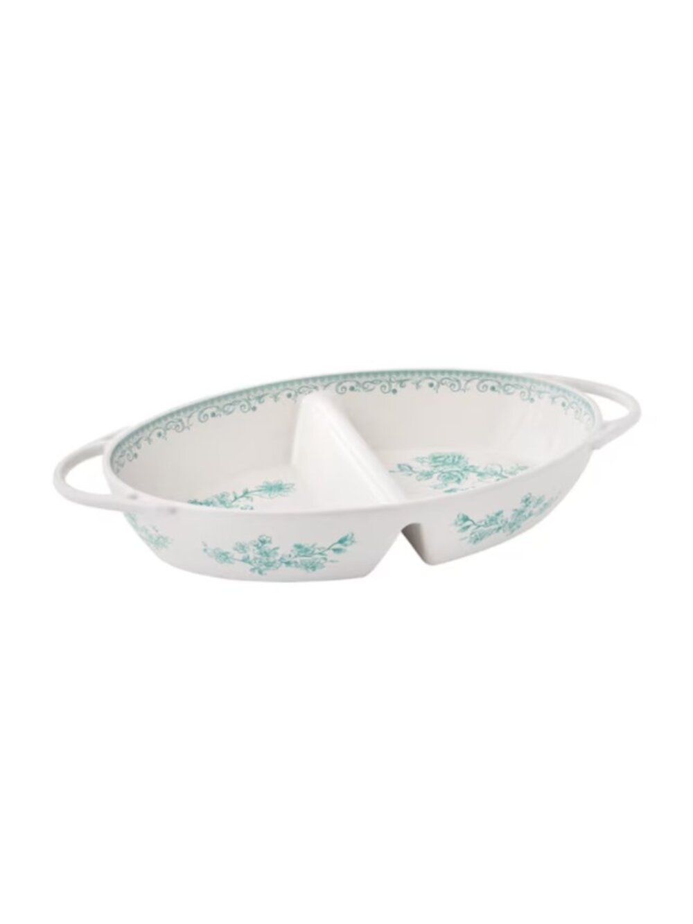 The Pioneer Woman Home Green Agatha Floral Divided Serving Server Ceramic Dish